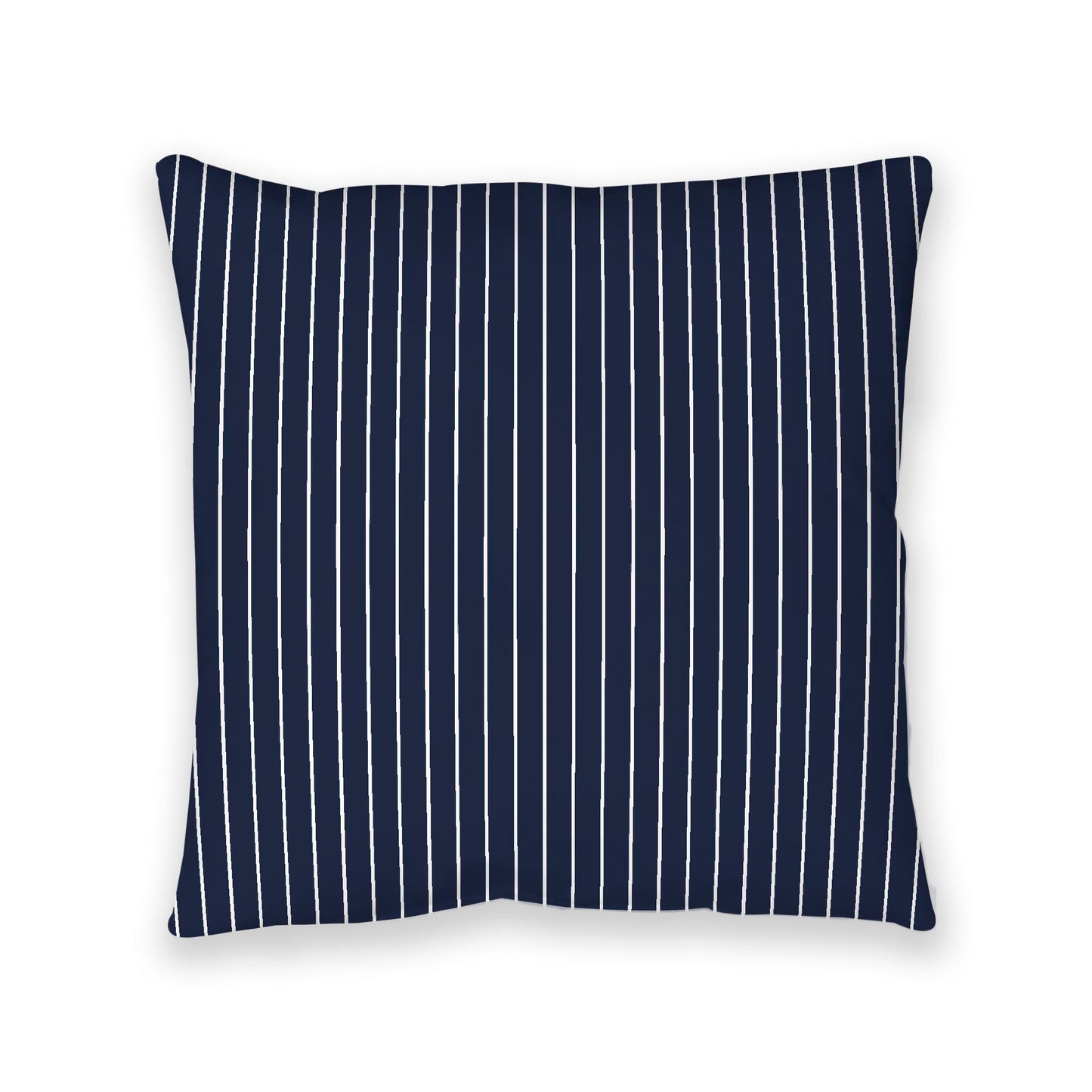 Navy Blue Spun Polyester Floor Pillow, White Stripes on Top, Navy Blue Bottom, 40 x 40 inches