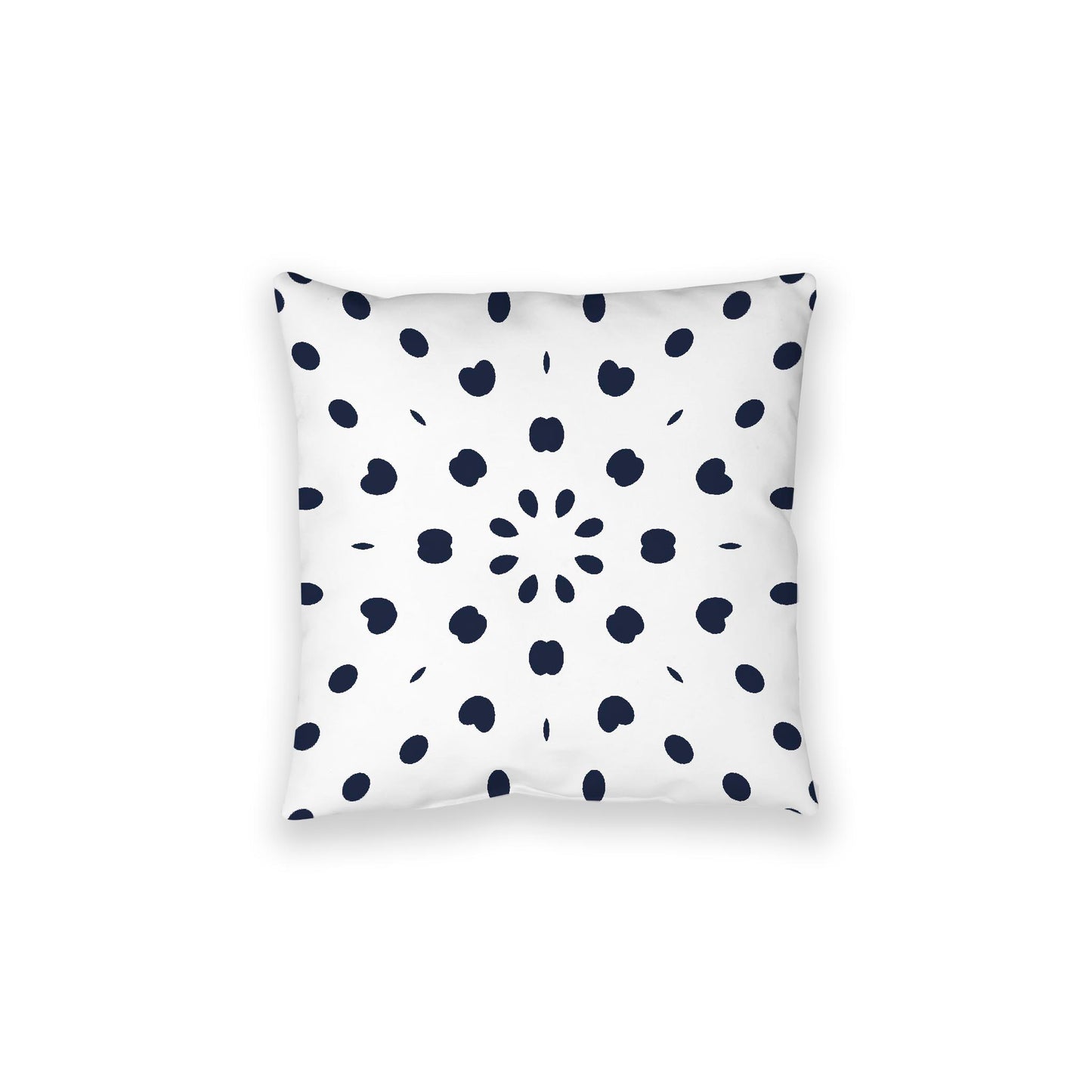 White Spun Polyester Floor Pillow, Navy Blue Burst on Top, White Bottom, 28 x 28 inches