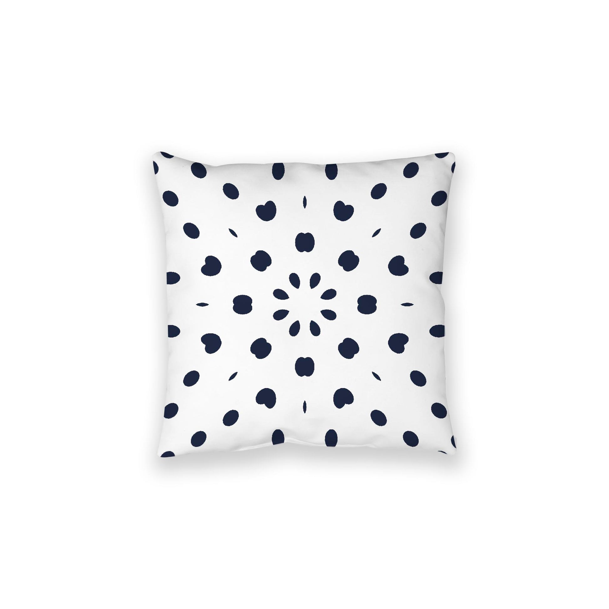 White Spun Polyester Floor Pillow, Navy Blue Burst on Top, White Bottom, 28 x 28 inches