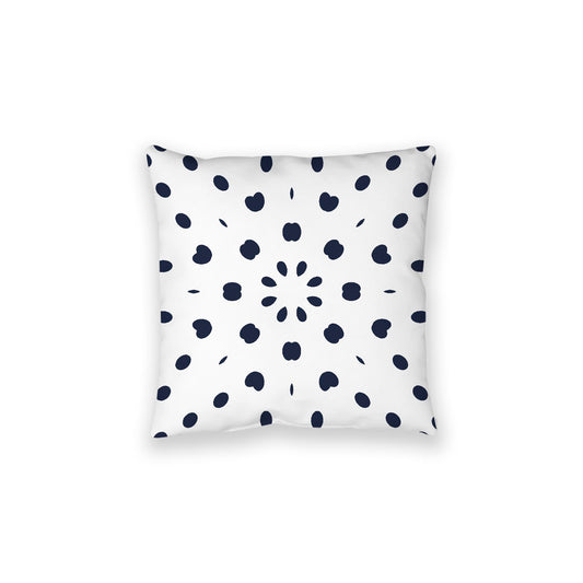 White Spun Polyester Floor Pillow, Navy Blue Burst on Top, White Bottom, 28 x 28 inches