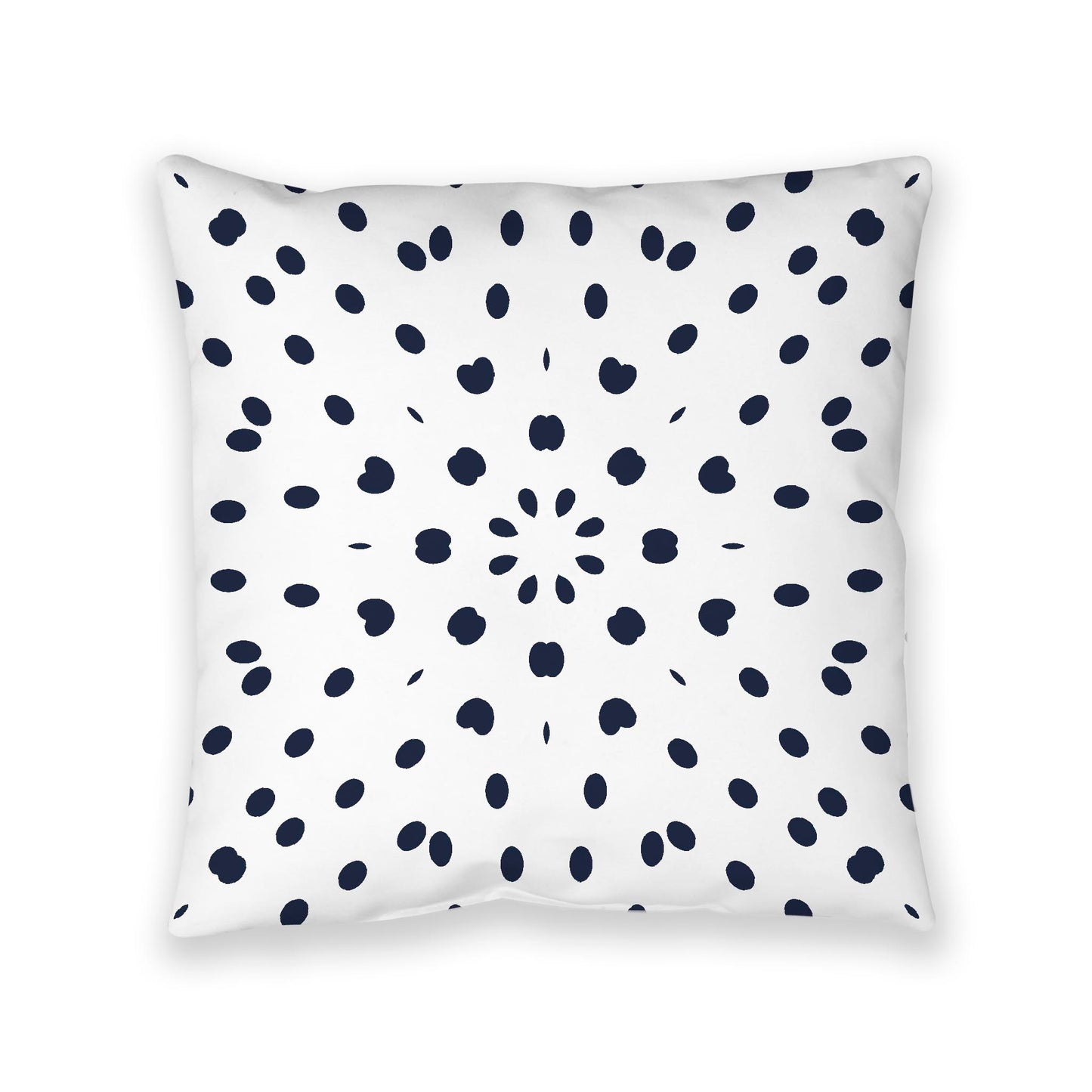 White Spun Polyester Floor Pillow, Navy Blue Burst on Top, White Bottom, 40 x 40 inches