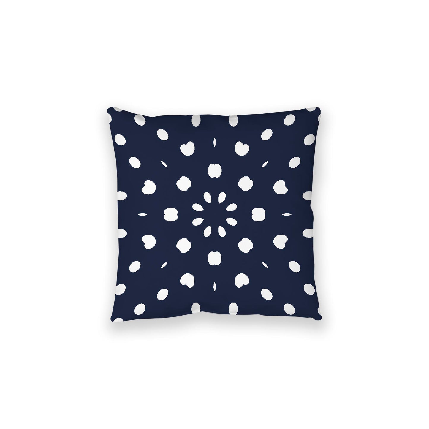 Navy Blue Spun Polyester Floor Pillow, White Burst Pattern on Top, Navy Blue Bottom, 28 x 28 inches