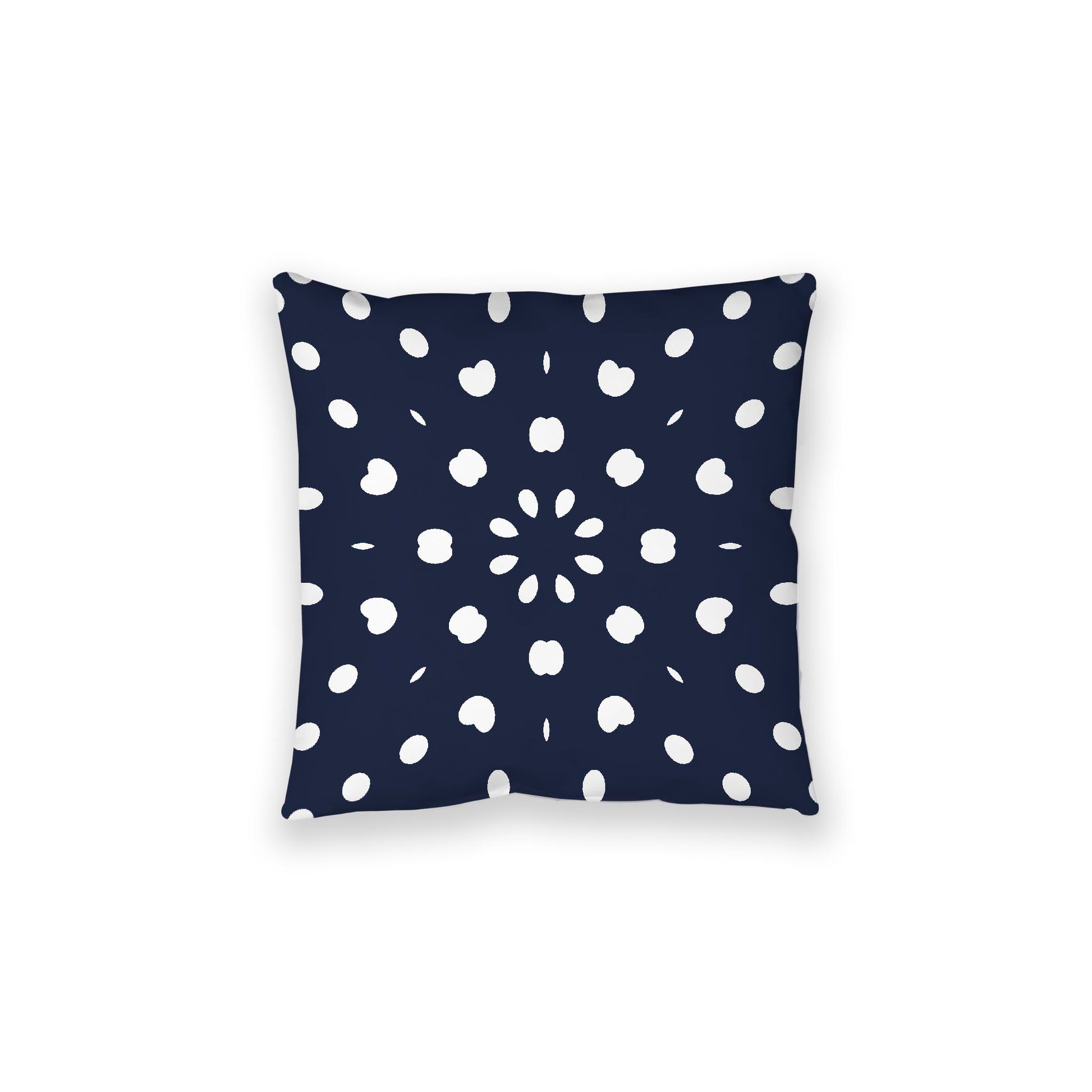 Navy Blue Spun Polyester Floor Pillow, White Burst Pattern on Top, Navy Blue Bottom, 28 x 28 inches