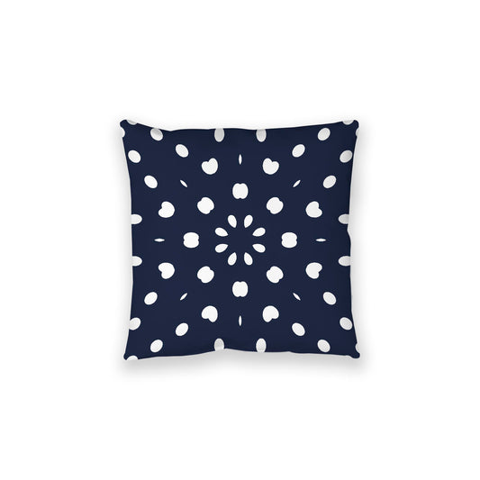 Navy Blue Spun Polyester Floor Pillow, White Burst Pattern on Top, Navy Blue Bottom, 28 x 28 inches