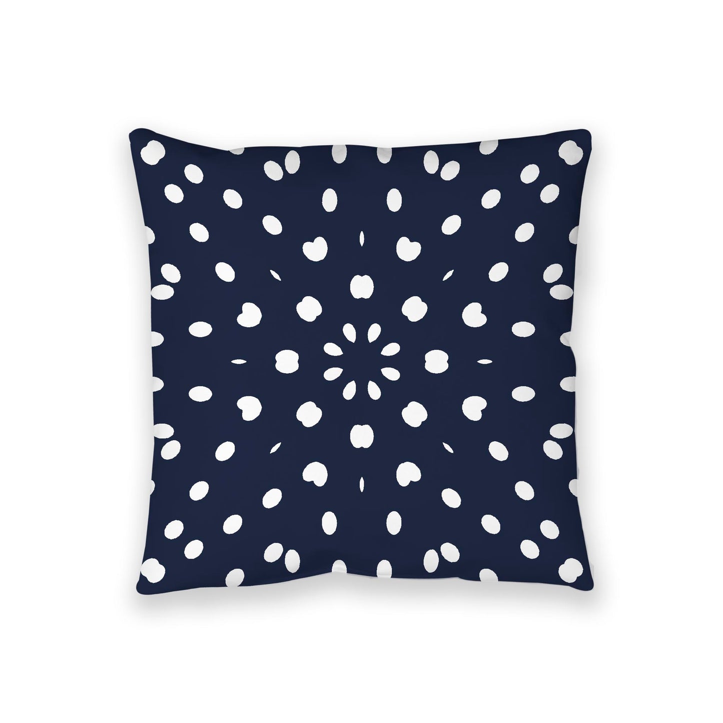 Navy Blue Spun Polyester Floor Pillow, White Burst Pattern on Top, Navy Blue Bottom, 36 x 36 inches