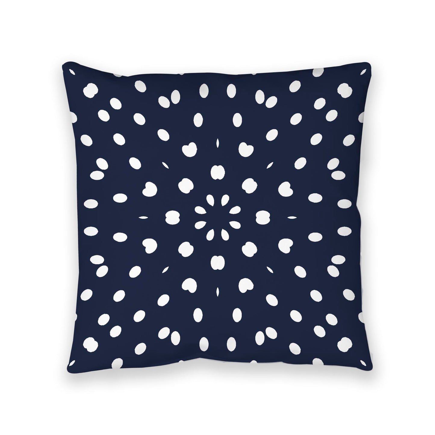 Navy Blue Spun Polyester Floor Pillow, White Burst Pattern on Top, Navy Blue Bottom, 40 x 40 inches