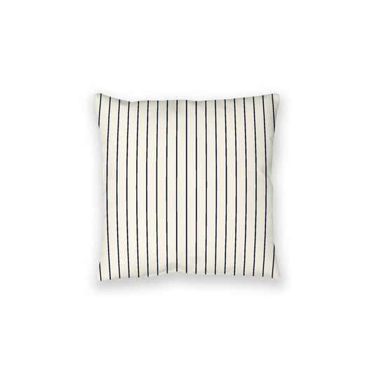 Pale Cream Spun Polyester Floor Pillow, Navy Blue Stripes on Top, Pale Cream Bottom, 28 x 28 inches