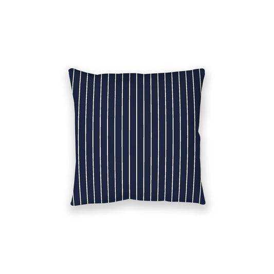 Navy Blue Spun Polyester Floor Pillow, Pale Cream Stripes on Top, Navy Blue Bottom, 28 x 28 inches