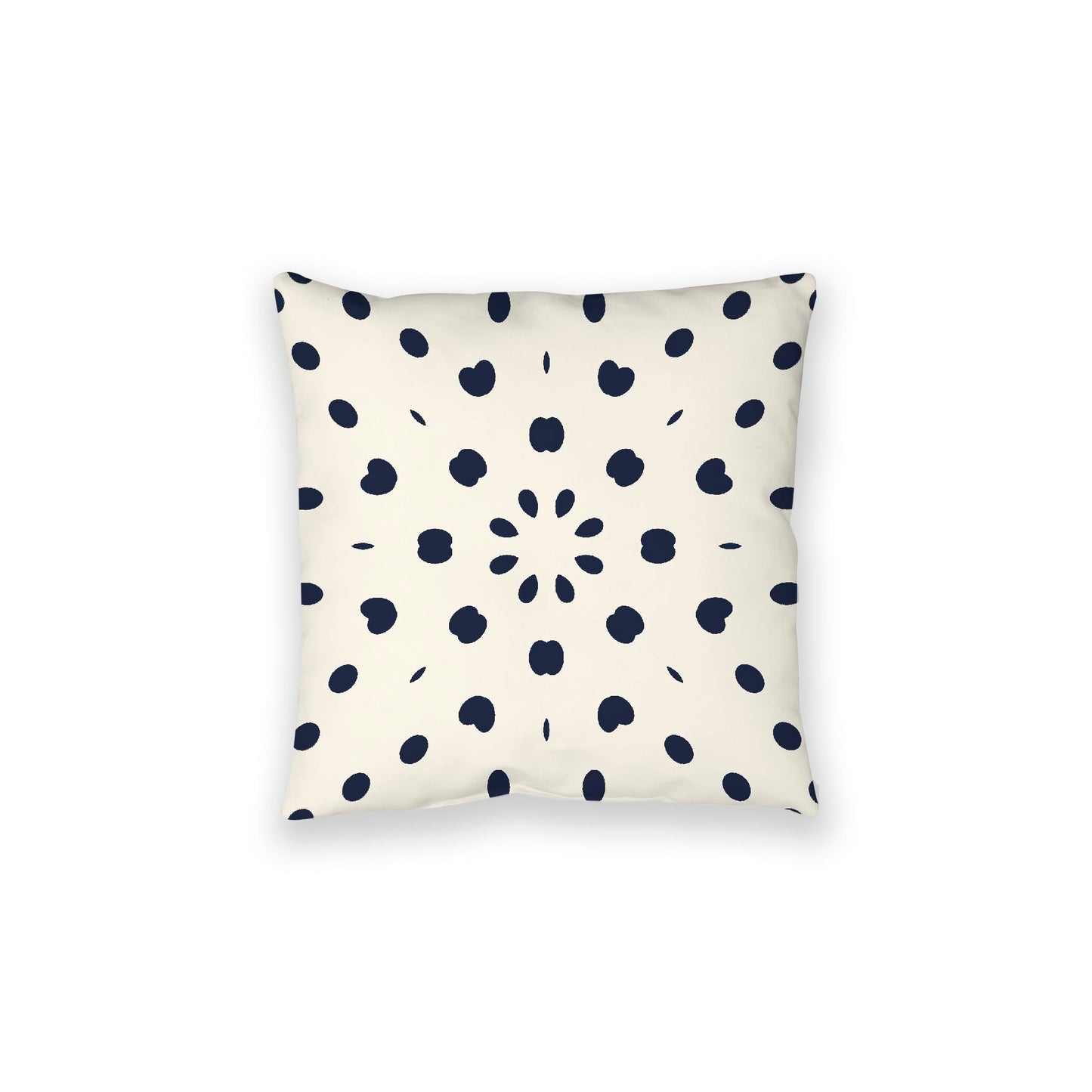 Pale Cream Spun Polyester Floor Pillow, Navy Blue Burst on Top, Pale Cream Bottom, 28 x 28 inches