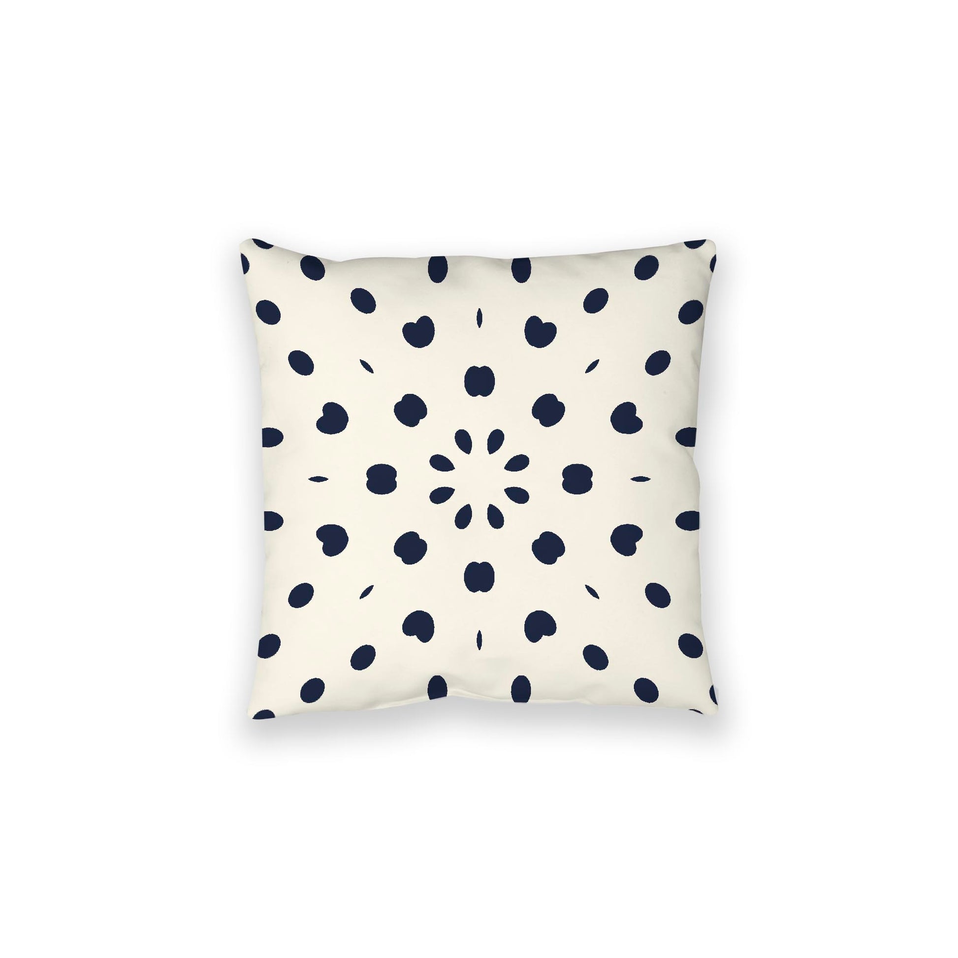 Pale Cream Spun Polyester Floor Pillow, Navy Blue Burst on Top, Pale Cream Bottom, 28 x 28 inches