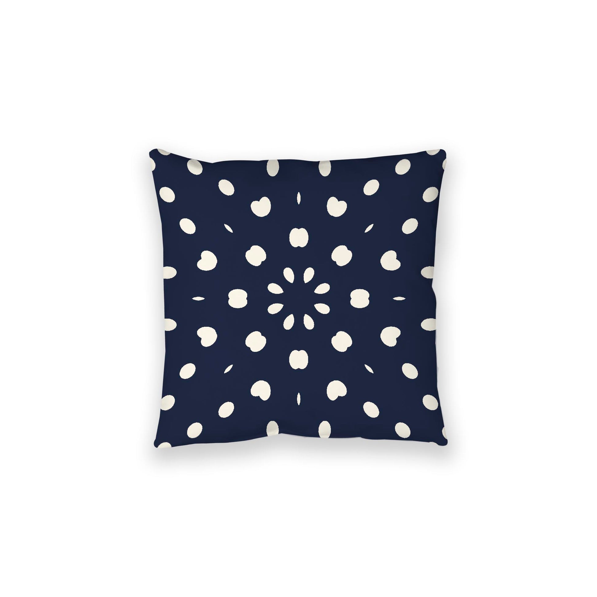 Navy Blue Spun Polyester Floor Pillow, Pale Cream Burst Pattern on Top, Navy Blue Bottom, 28 x 28 inches