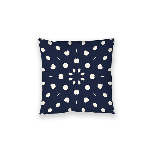 Navy Blue Spun Polyester Floor Pillow, Pale Cream Burst Pattern on Top, Navy Blue Bottom, 28 x 28 inches