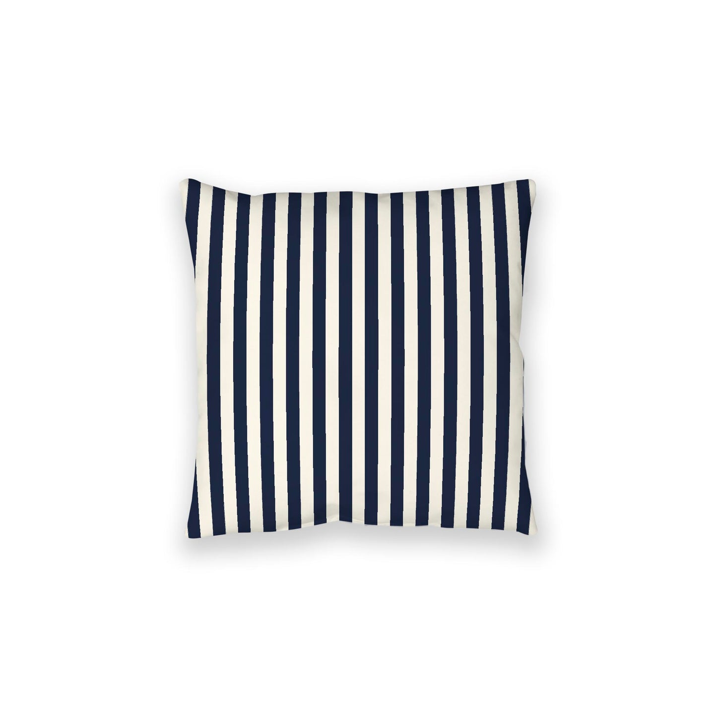 Pale Cream Spun Polyester Floor Pillow, Bold Navy Blue Bars on Top, Pale Cream Bottom | SPFP-1273-051