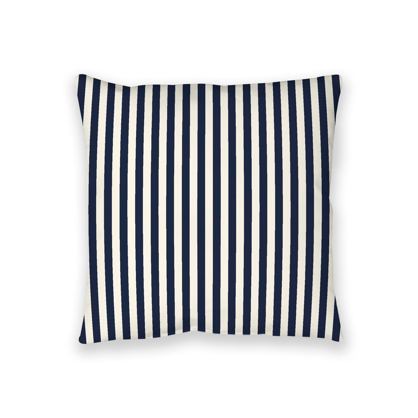 Pale Cream Spun Polyester Floor Pillow, Bold Navy Blue Bars on Top, Pale Cream Bottom | SPFP-1273-051