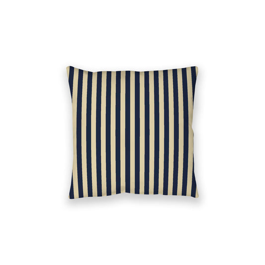 Desert Sand Spun Polyester Floor Pillow, Bold Navy Blue Bars on Top, Desert Sand Bottom, 28 x 28 inches