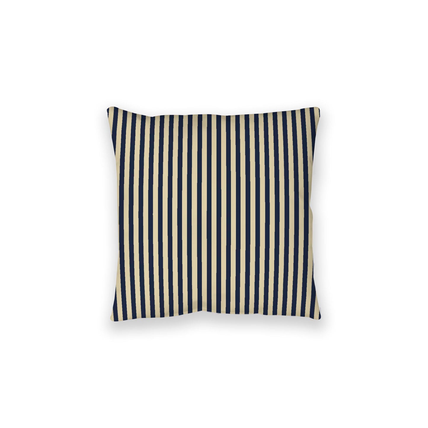 Desert Sand Spun Polyester Floor Pillow, Thin Navy Blue Bars on Top, Desert Sand Bottom, 28 x 28 inches