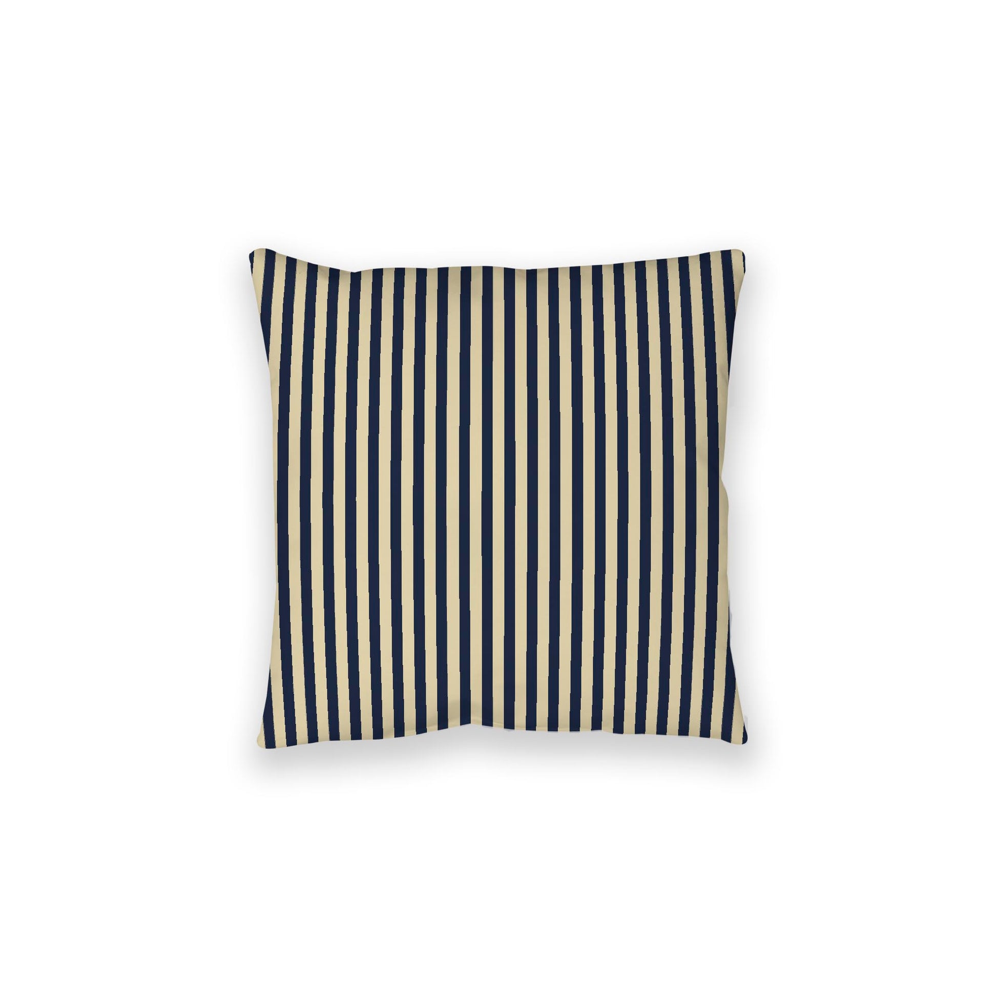 Desert Sand Spun Polyester Floor Pillow, Thin Navy Blue Bars on Top, Desert Sand Bottom, 28 x 28 inches