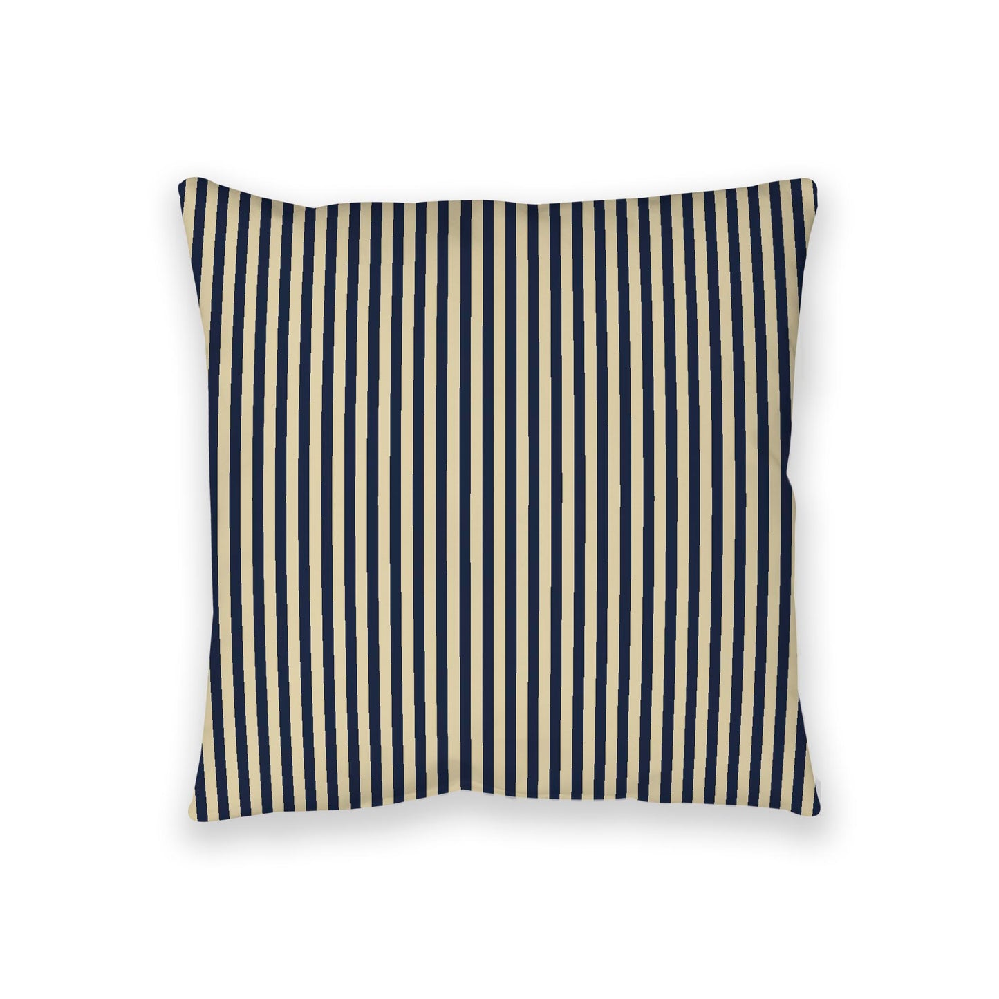Desert Sand Spun Polyester Floor Pillow, Thin Navy Blue Bars on Top, Desert Sand Bottom, 36 x 36 inches