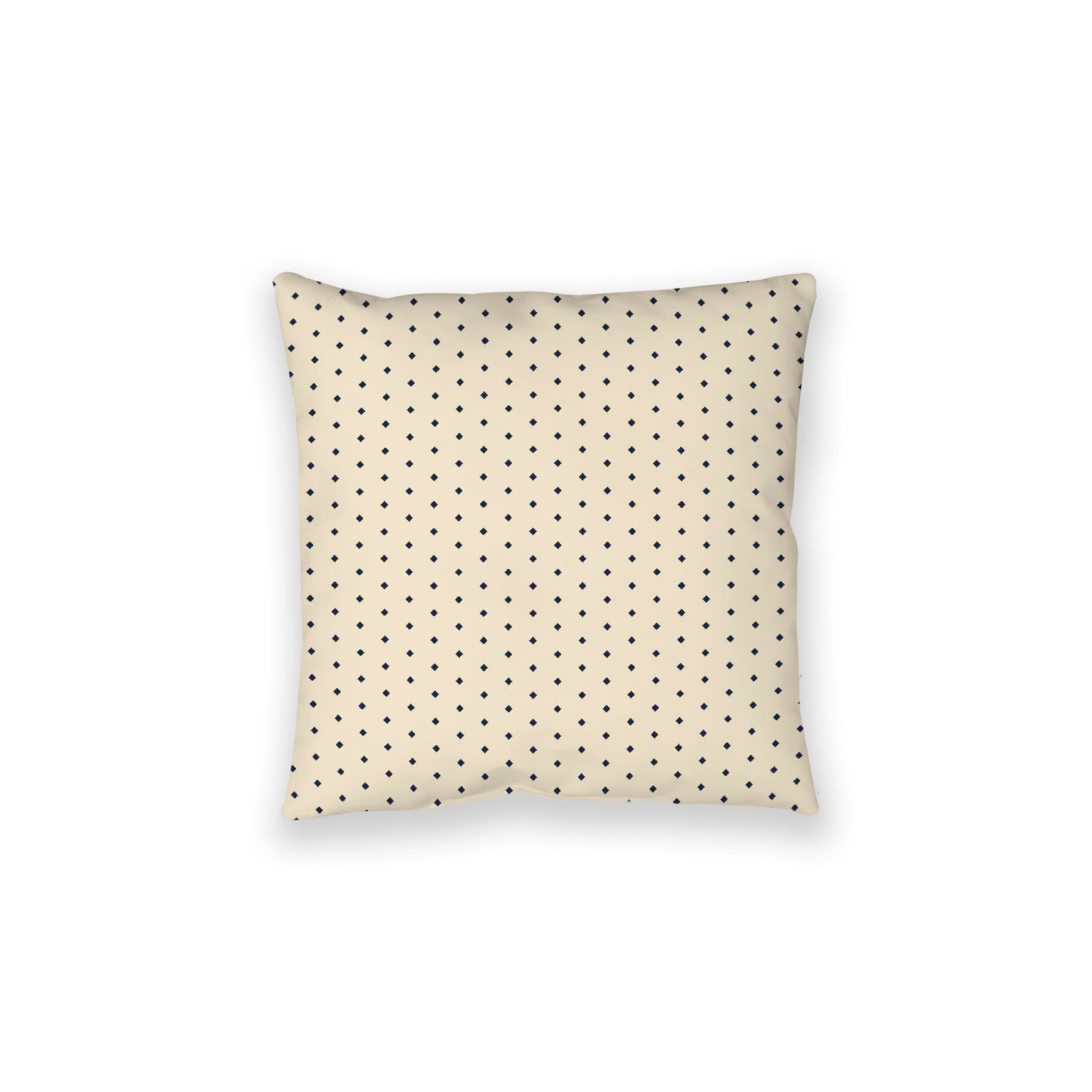 Beige Spun Polyester Floor Pillow, Navy Blue Diamonds on Top, Beige Bottom, 28 x 28 inches