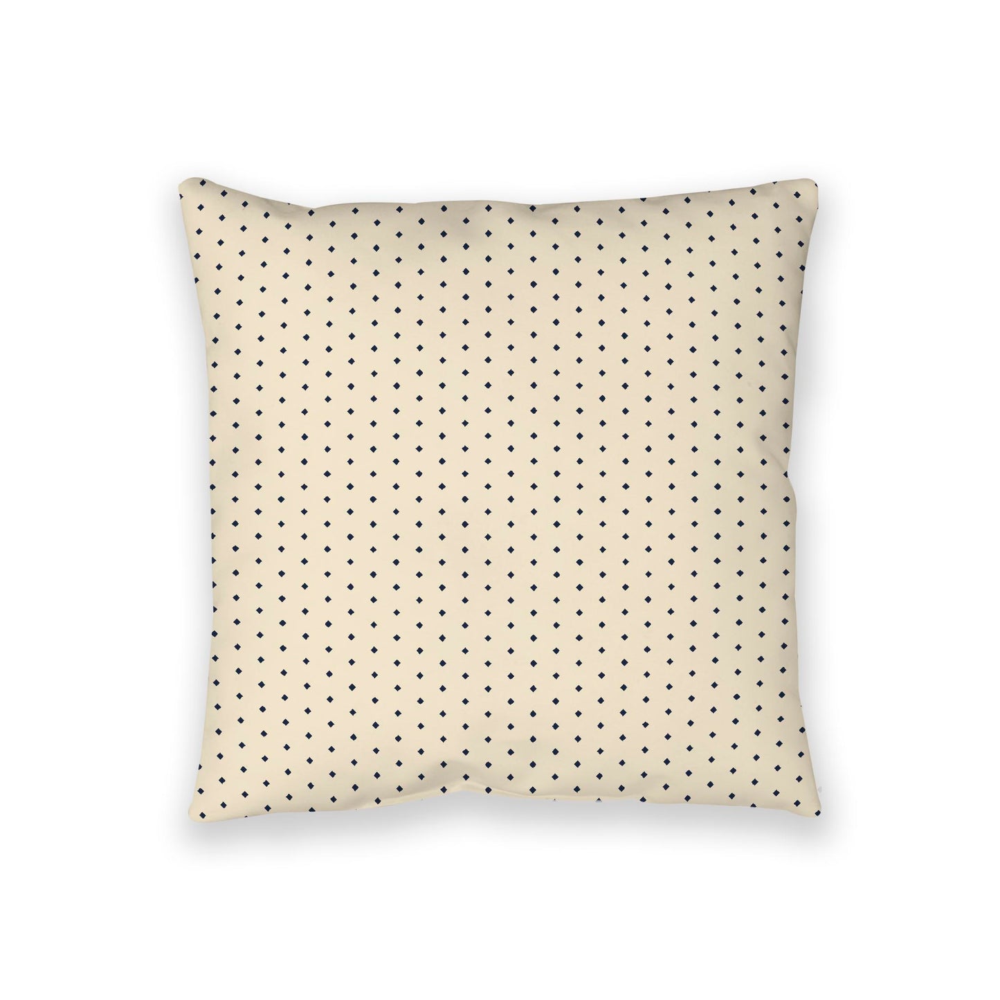 Beige Spun Polyester Floor Pillow, Navy Blue Diamonds on Top, Beige Bottom, 36 x 36 inches