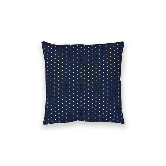 Navy Blue Spun Polyester Floor Pillow, Beige Diamonds on Top, Navy Blue Bottom, 28 x 28 inches