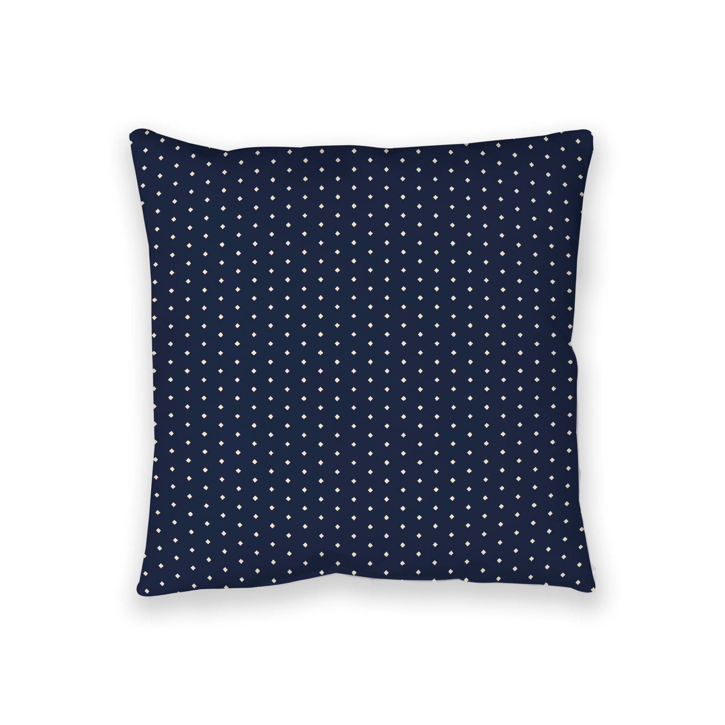 Navy Blue Spun Polyester Floor Pillow, Beige Diamonds on Top, Navy Blue Bottom, 36 x 36 inches