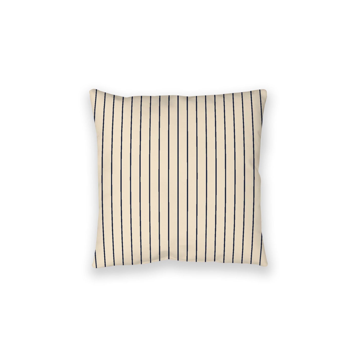 Beige Spun Polyester Floor Pillow, Navy Blue Stripes on Top, Beige Bottom, 28 x 28 inches