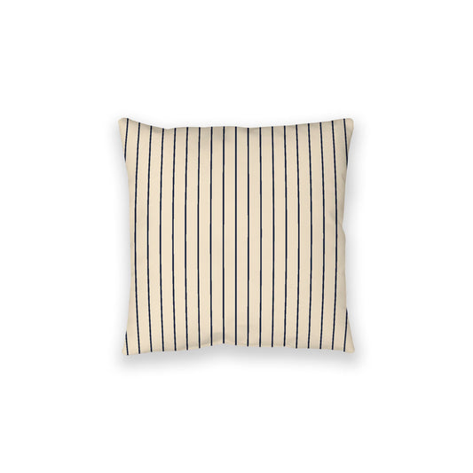 Beige Spun Polyester Floor Pillow, Navy Blue Stripes on Top, Beige Bottom, 28 x 28 inches