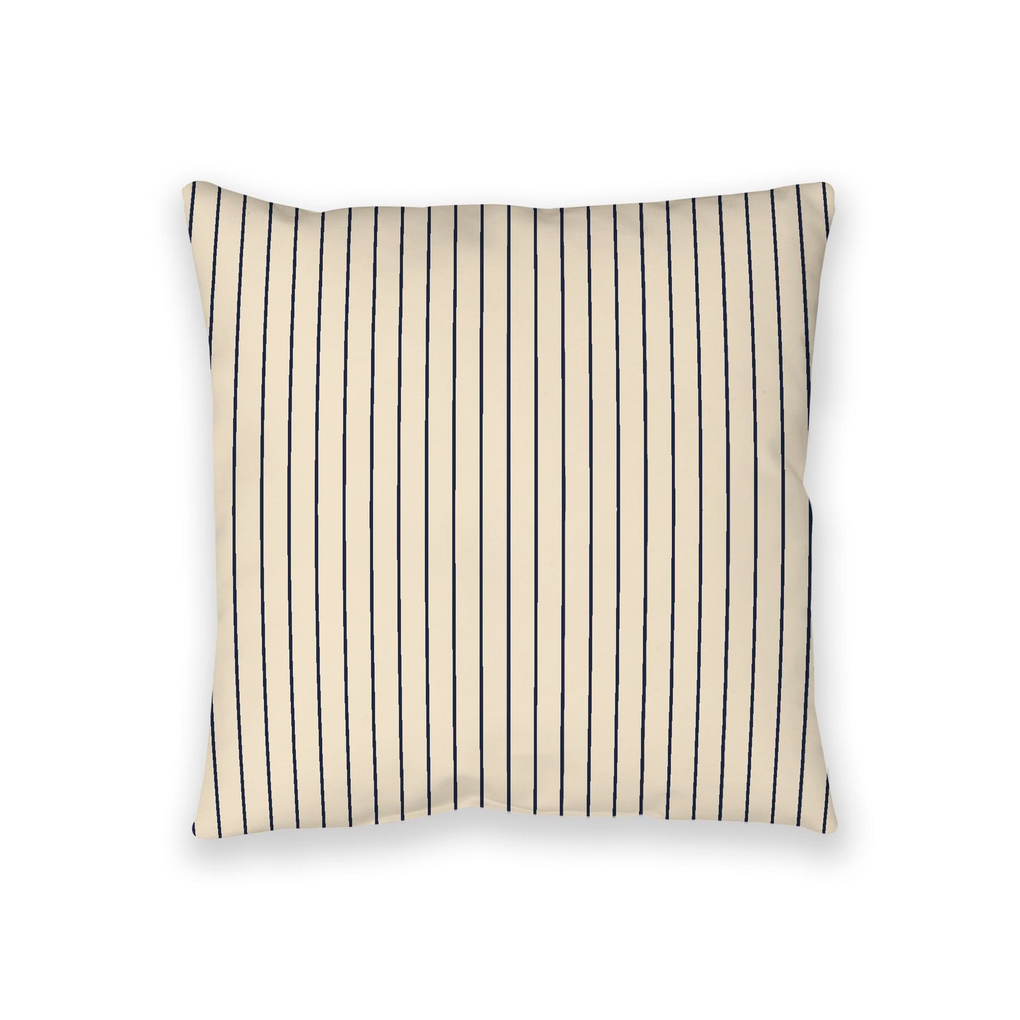 Beige Spun Polyester Floor Pillow, Navy Blue Stripes on Top, Beige Bottom, 36 x 36 inches