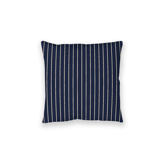 Navy Blue Spun Polyester Floor Pillow, Beige Stripes on Top, Navy Blue Bottom, 28 x 28 inches