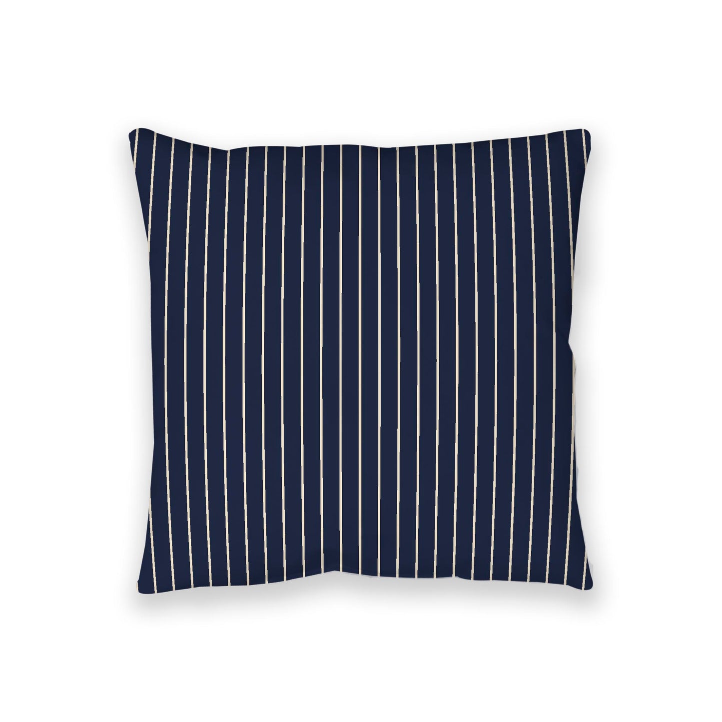 Navy Blue Spun Polyester Floor Pillow, Beige Stripes on Top, Navy Blue Bottom, 36 x 36 inches