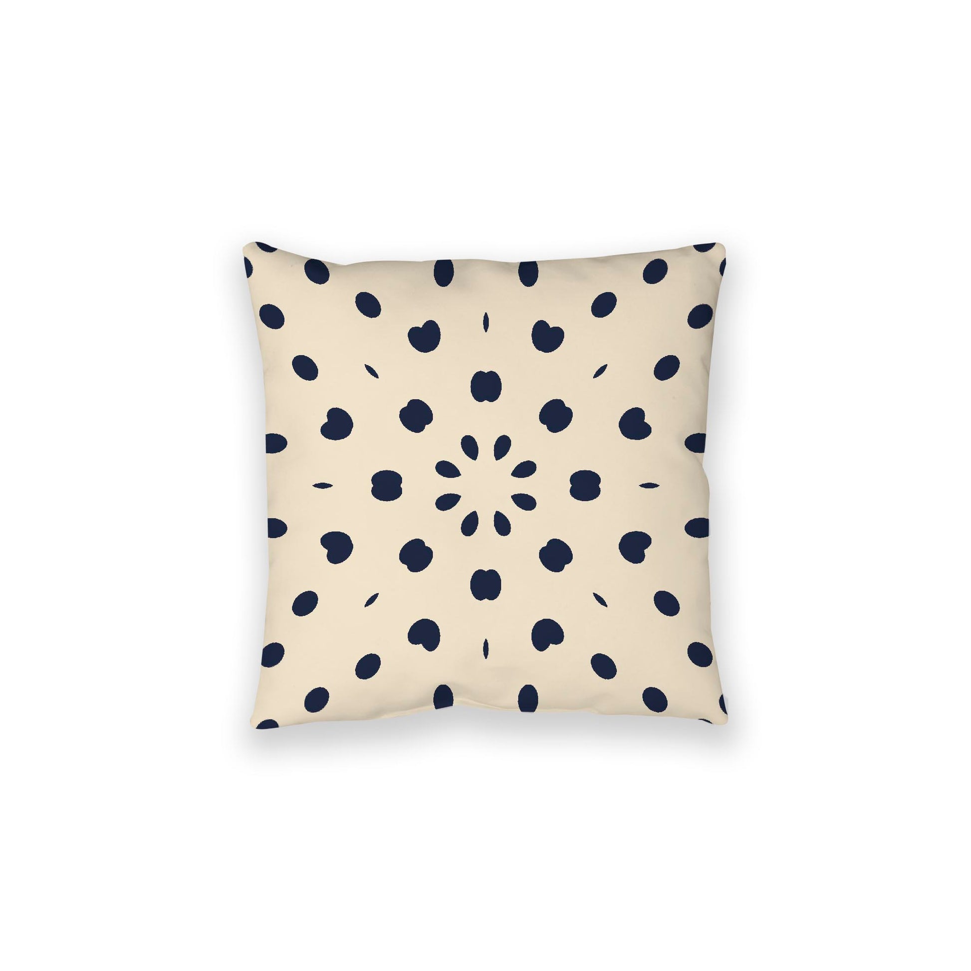 Beige Spun Polyester Floor Pillow, Navy Blue Burst on Top, Beige Bottom, 28 x 28 inches