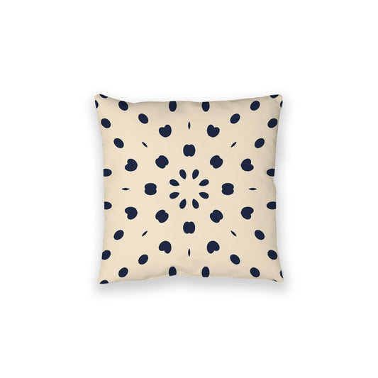 Beige Spun Polyester Floor Pillow, Navy Blue Burst on Top, Beige Bottom, 28 x 28 inches