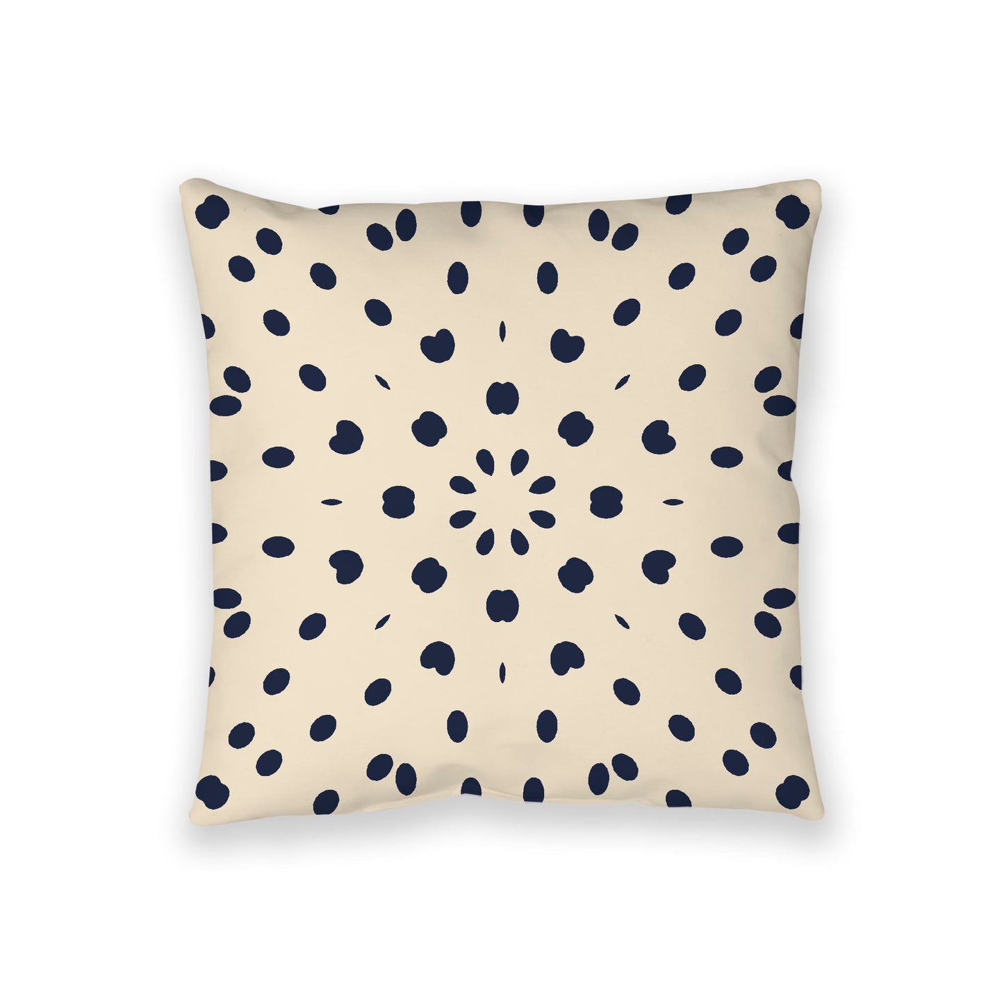 Beige Spun Polyester Floor Pillow, Navy Blue Burst on Top, Beige Bottom, 36 x 36 inches