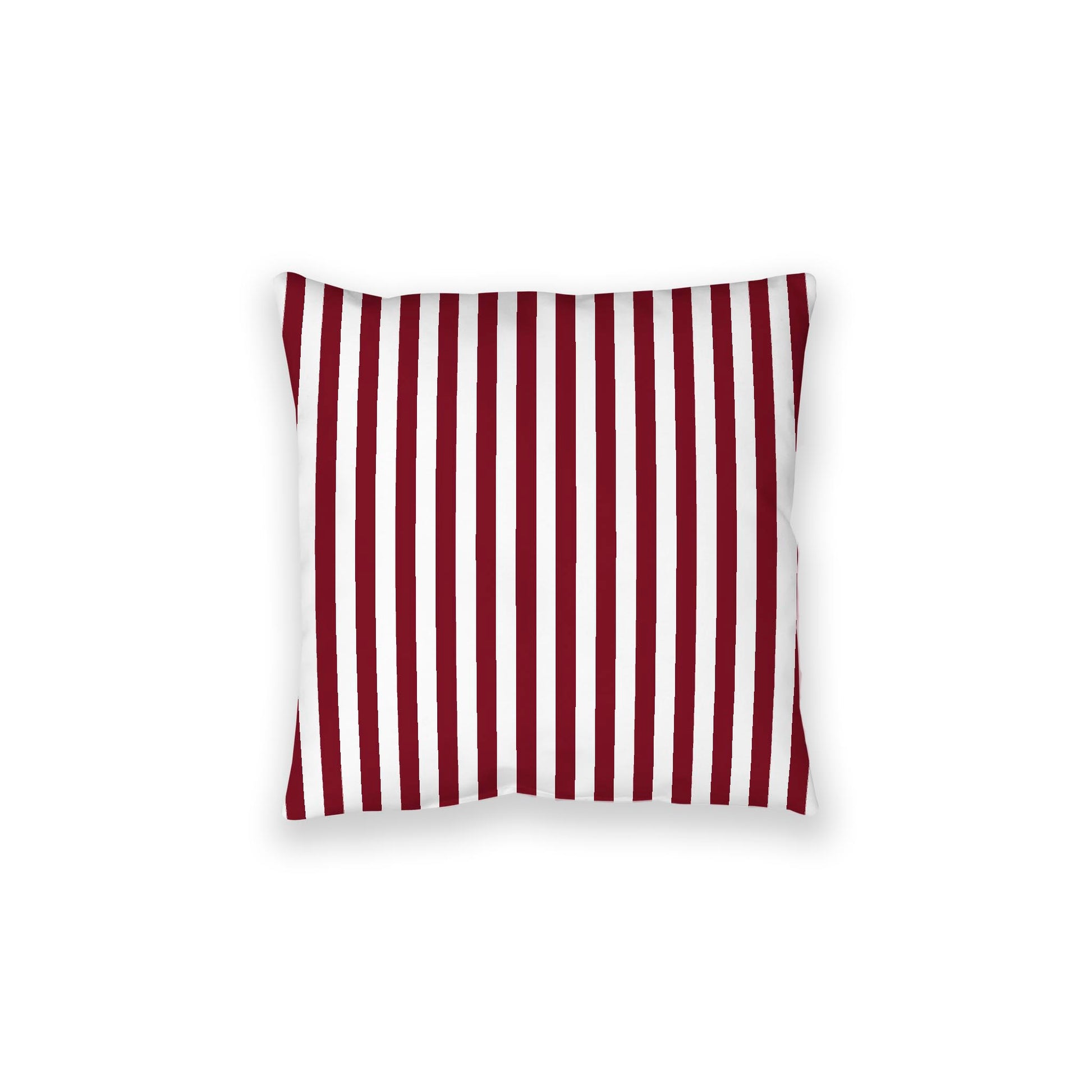 White Spun Polyester Floor Pillow, Bold Burgundy Red Bars on Top, White Bottom, 28 x 28 inches