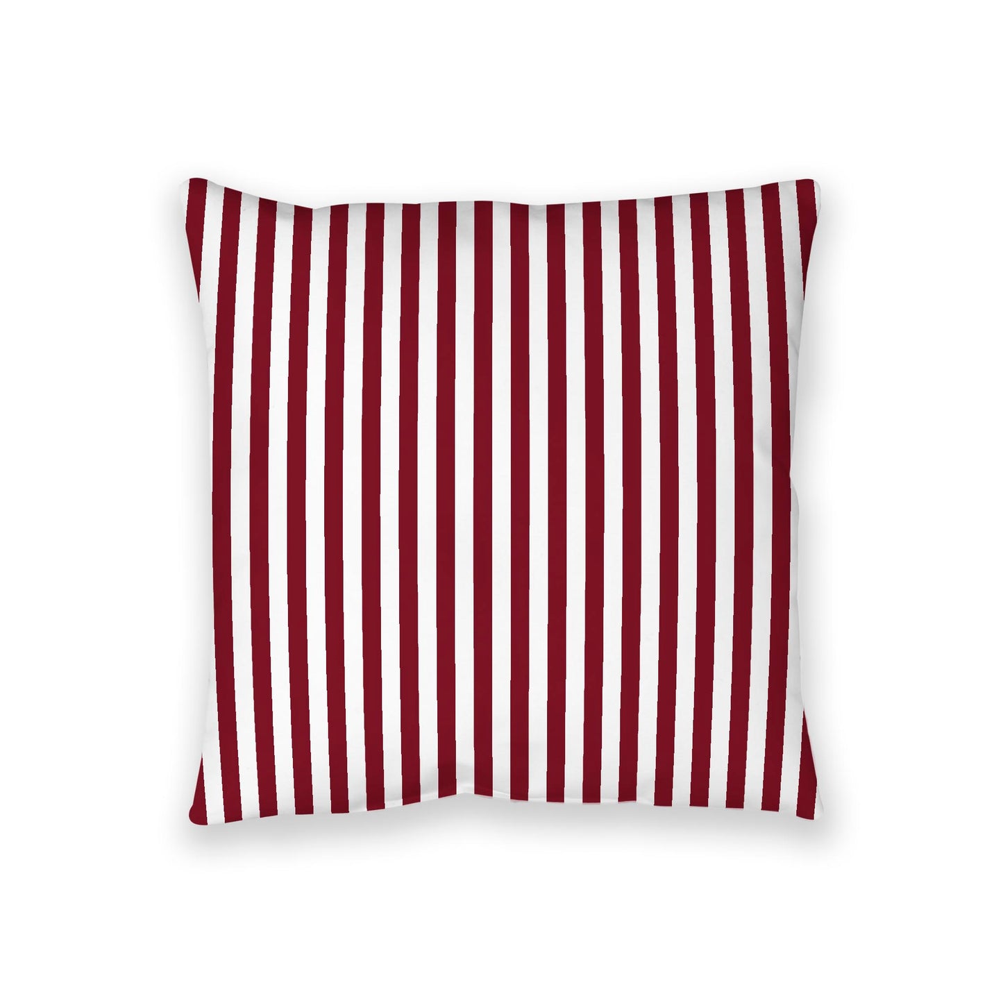 White Spun Polyester Floor Pillow, Bold Burgundy Red Bars on Top, White Bottom, 36 x 36 inches