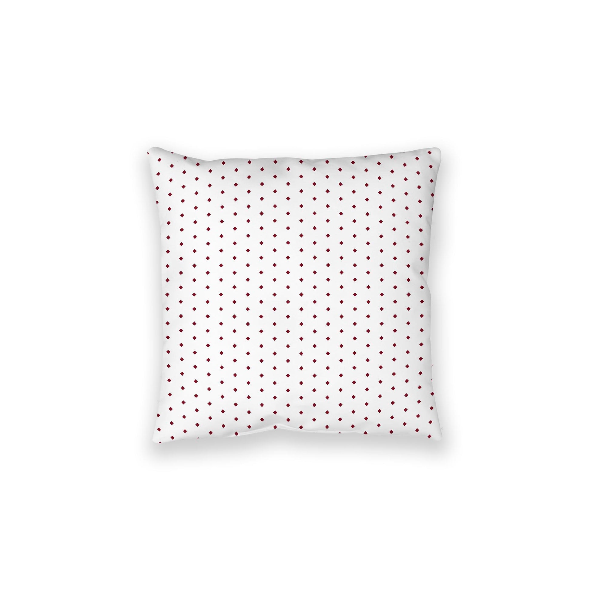 White Spun Polyester Floor Pillow, Burgundy Red Diamonds on Top, White Bottom, 28 x 28 inches