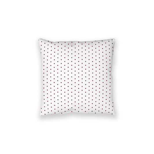 White Spun Polyester Floor Pillow, Burgundy Red Diamonds on Top, White Bottom, 28 x 28 inches