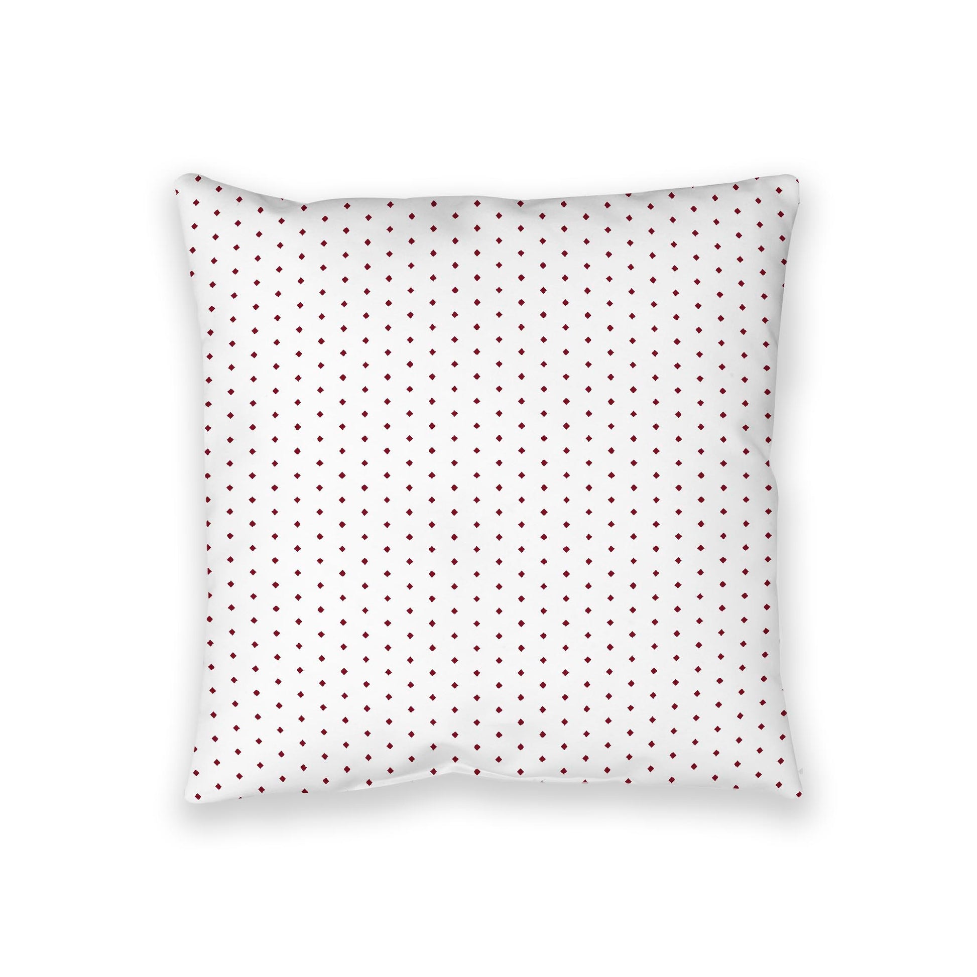 White Spun Polyester Floor Pillow, Burgundy Red Diamonds on Top, White Bottom, 36 x 36 inches