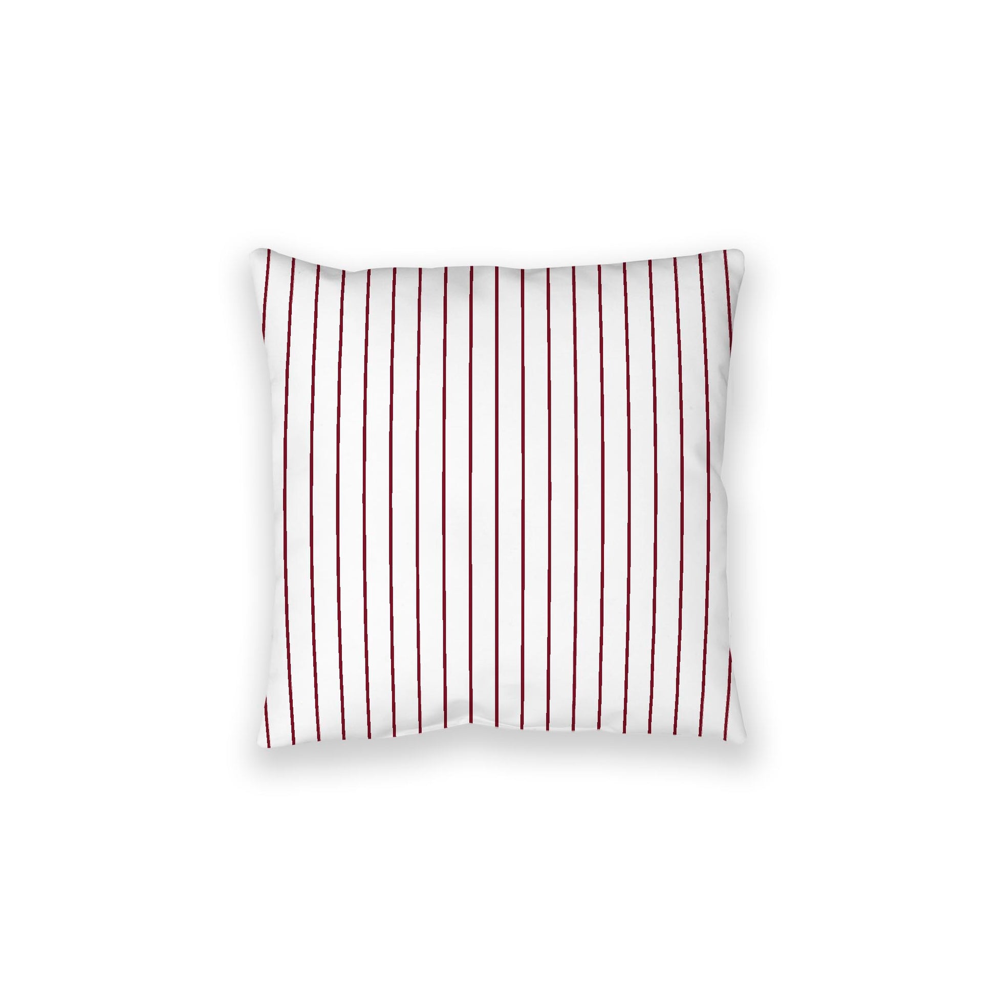 White Spun Polyester Floor Pillow, Burgundy Red Stripes on Top, White Bottom, 28 x 28 inches