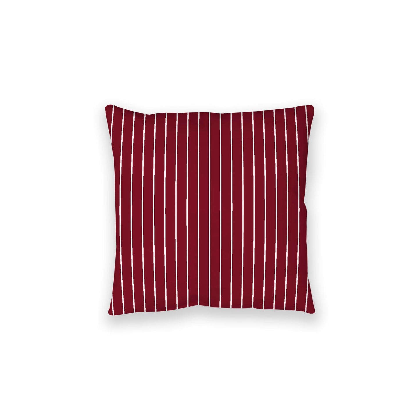 Burgundy Red Spun Polyester Floor Pillow, White Stripes on Top, Burgundy Red Bottom, 28 x 28 inches