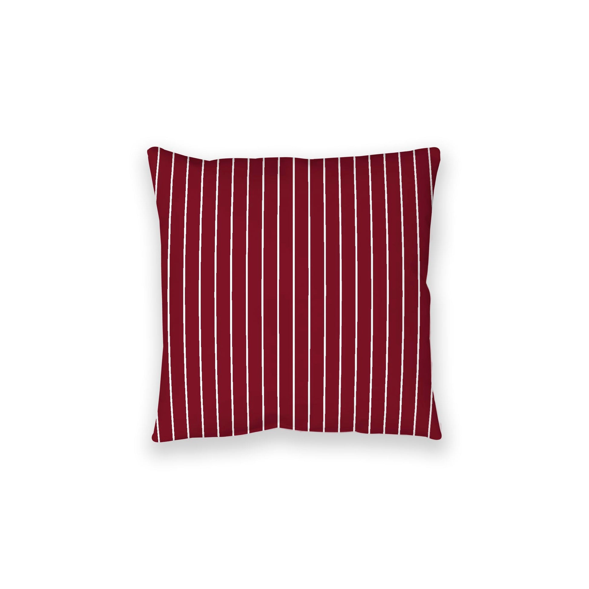 Burgundy Red Spun Polyester Floor Pillow, White Stripes on Top, Burgundy Red Bottom, 28 x 28 inches
