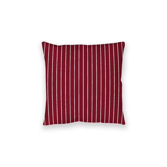 Burgundy Red Spun Polyester Floor Pillow, White Stripes on Top, Burgundy Red Bottom, 28 x 28 inches