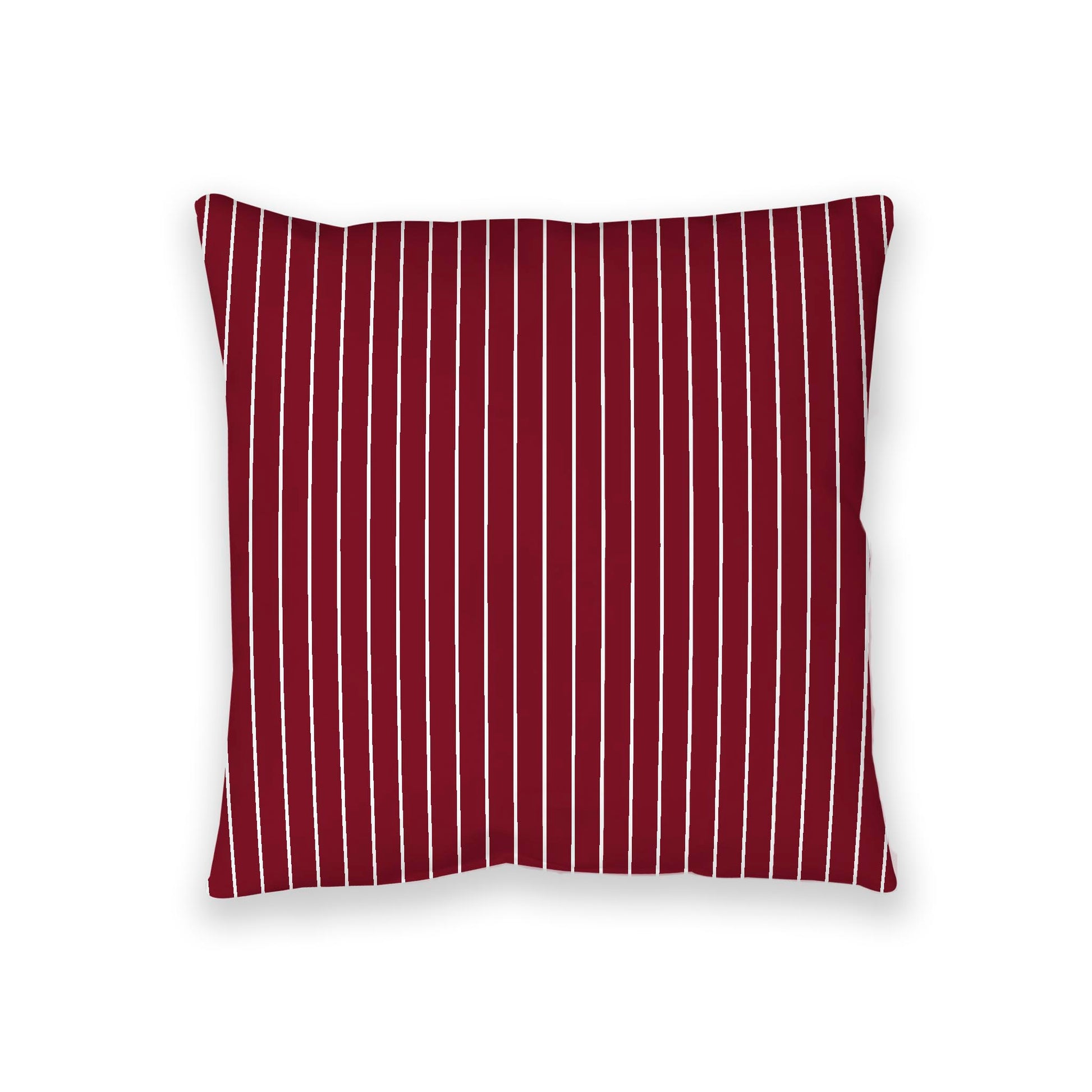 Burgundy Red Spun Polyester Floor Pillow, White Stripes on Top, Burgundy Red Bottom, 36 x 36 inches