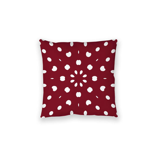 Burgundy Red Spun Polyester Floor Pillow, White Burst Pattern on Top, Burgundy Red Bottom, 28 x 28 inches