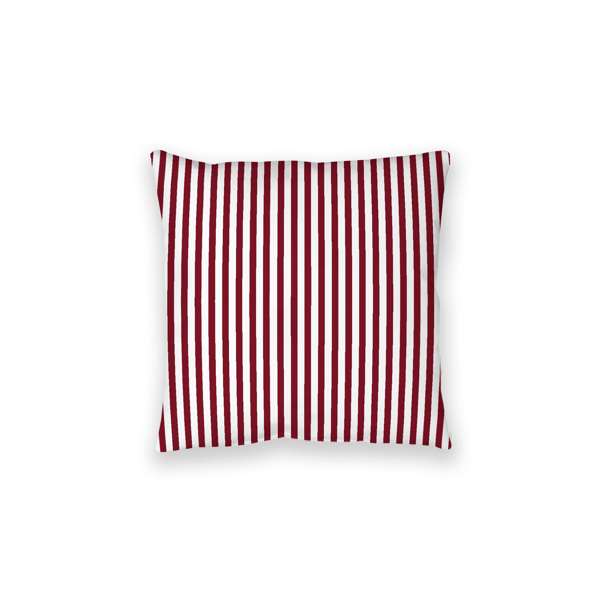 White Spun Polyester Floor Pillow, Thin Burgundy Red Bars on Top, White Bottom, 28 x 28 inches