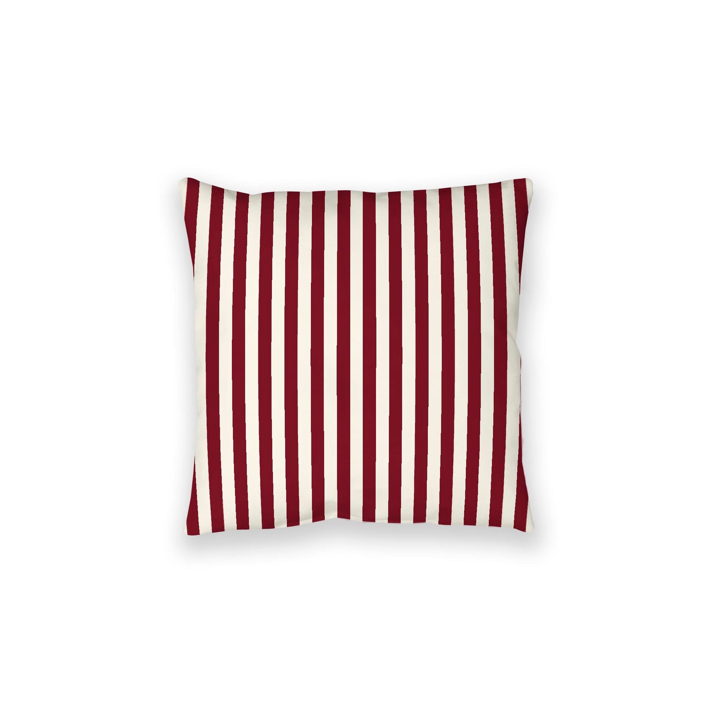 Pale Cream Spun Polyester Floor Pillow, Bold Burgundy Red Bars on Top, Pale Cream Bottom, 28 x 28 inches