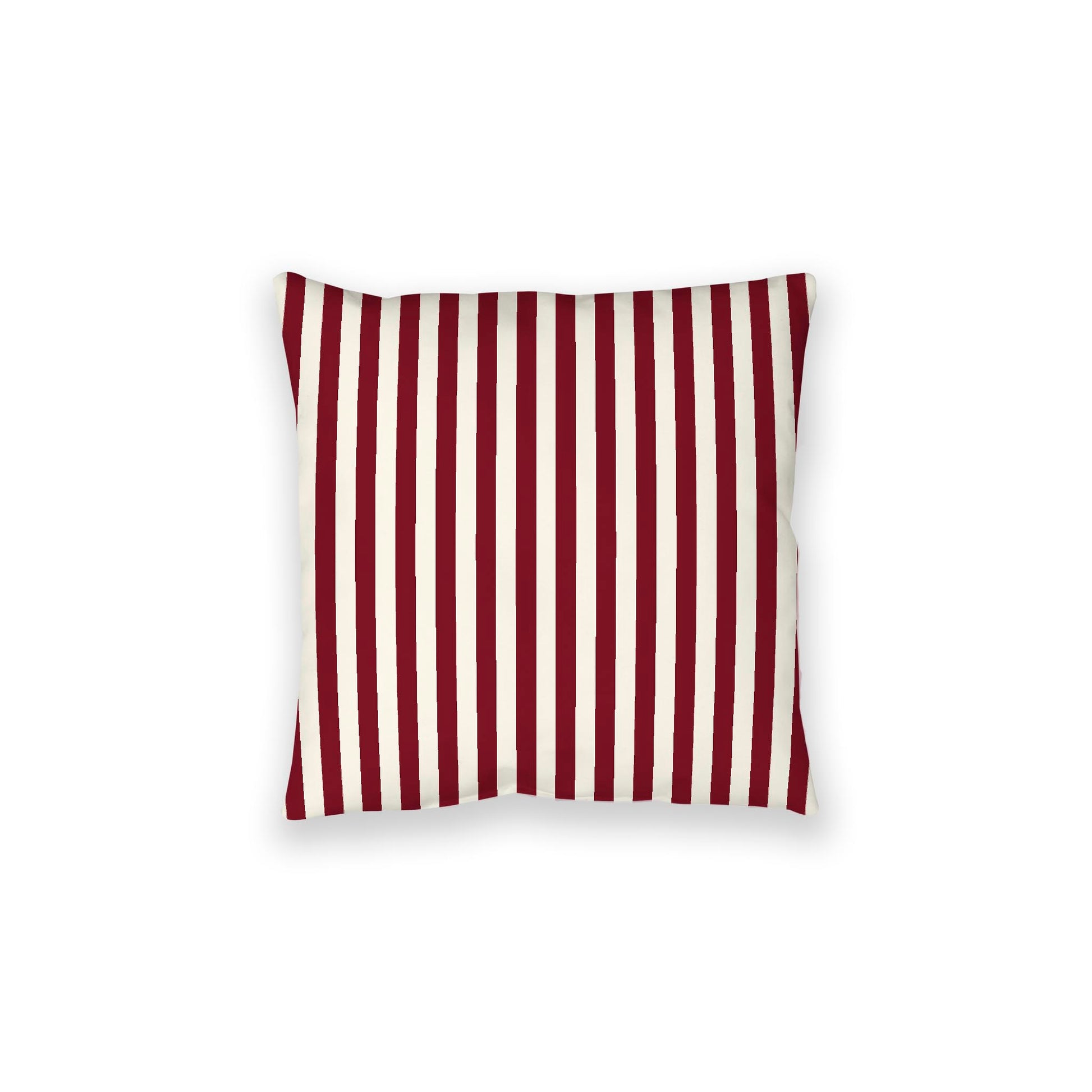 Pale Cream Spun Polyester Floor Pillow, Bold Burgundy Red Bars on Top, Pale Cream Bottom, 28 x 28 inches