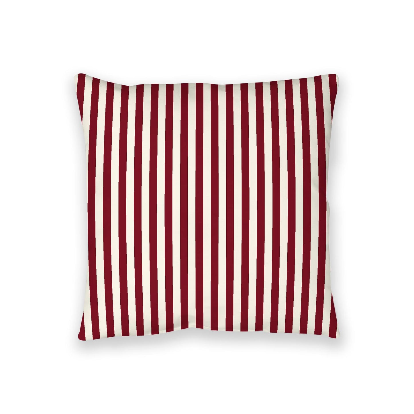 Pale Cream Spun Polyester Floor Pillow, Bold Burgundy Red Bars on Top, Pale Cream Bottom, 36 x 36 inches