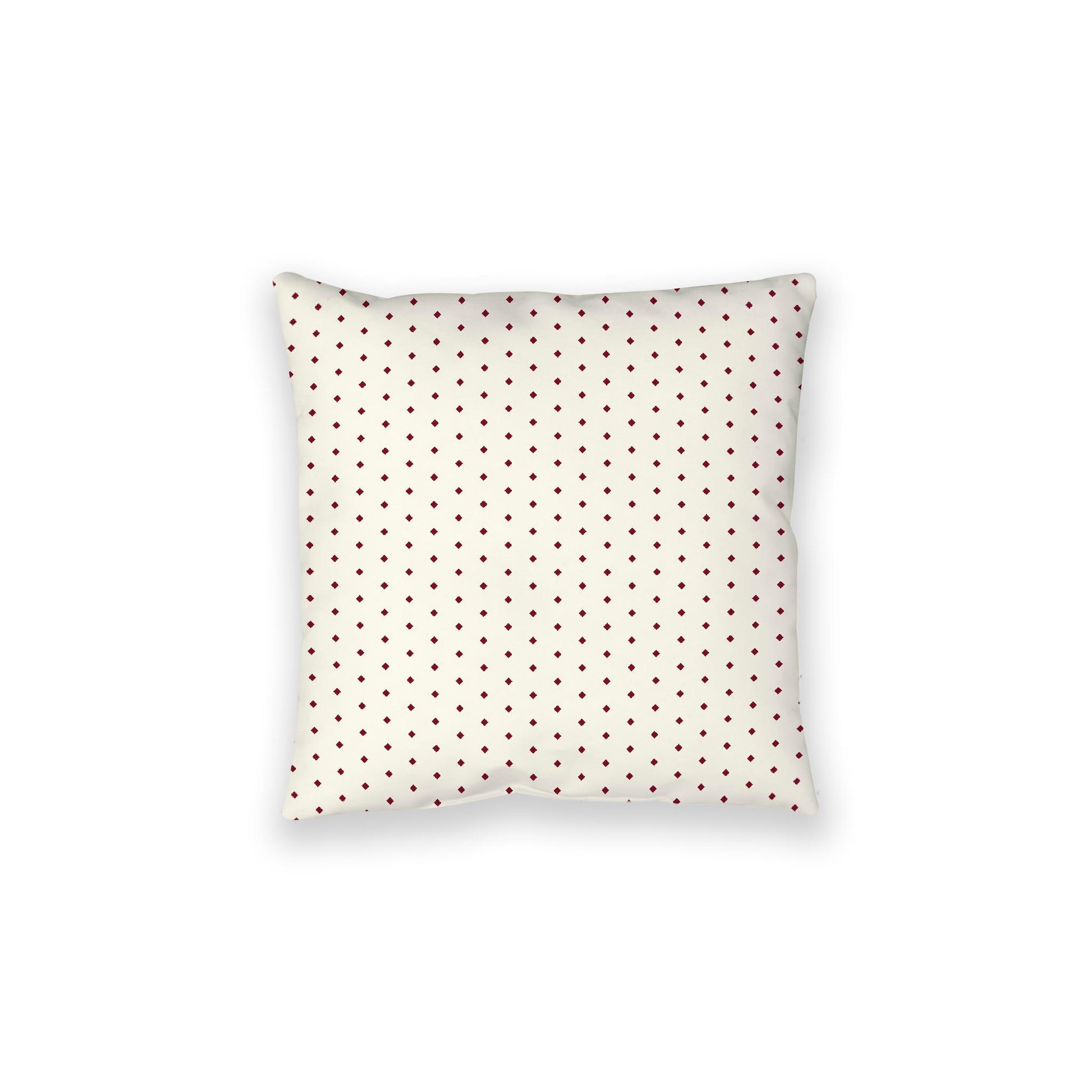Pale Cream Spun Polyester Floor Pillow, Burgundy Red Diamonds on Top, Pale Cream Bottom, 28 x 28 inches